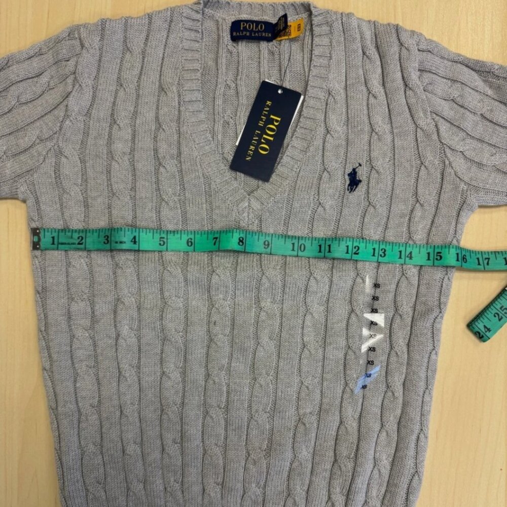 Polo Ralph Lauren Cable-Knit Cotton V-Neck Sweater - Picture 9 of 11